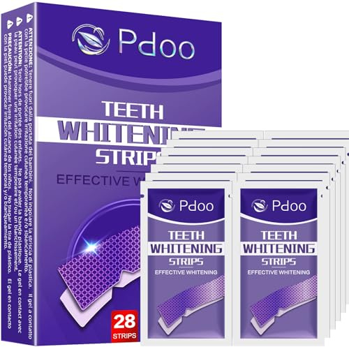 Purple Teeth Whitening Strips 14 Treatments - Enamel-Safe & No-Sensitivity & No-Slip Whitening Strips - Fast Teeth Whitening Result in 7 Days - Whitening Kit for Coffee, Wine Stains Removal