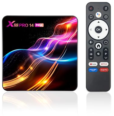 RUPA Android TV Box 14.0, 2026 8K Android Box con RAM 4G ROM 32G Rockchip RK3528 WiFi6 Enternet 10/100M Bluetooth 5.0 HDR10 HDMI2.1 3D HD Smart TV Box Media Streaming Clients X88 PRO14 MAX