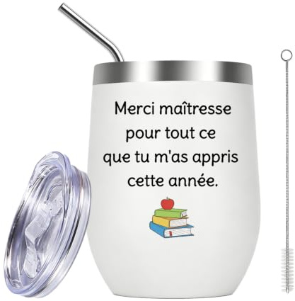 Karyllena Cadeau Maitresse d'École Gobelet en Acier Inoxydable, Cadeau Animateur Périscolaire, Cadeaux Merci Maîtresse Atsem Institutrice Assistante Maternelle, Cadeaux Directrice Ecole