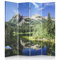 Feeby Paravent Aussicht Berge 360° 145x180 cm 4 Teilig Modern Design beidseitig Raumteiler Wandschirme Foto Trennwand Raumtrenner Sichtschutz Spanische Wand auf Leinwand Bedruckt See Grün Blau