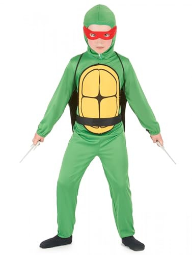 KULTFAKTOR GmbH Schildkröten Ninja Kinderkostüm grün-gelb-rot 110/122 (4-6 Jahre)