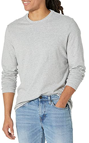 Amazon Essentials Men's Slim-Fit Long-Sleeve T-Shirt, Light Grey Heather, S