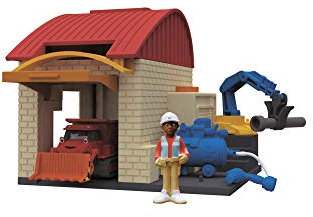 Dickie Toys 203133011 Bob Baumeister Garagen Spielset Spielgarage mit vielen Funktionen, Bagger Buddel, 10 x 12 cm