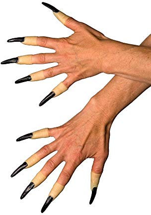 shoperama 10 Fingernägel Schwarz zum Aufstecken Nägel Hexe Hexer Accessoire Kostüm-Zubehör Hexenfinger Krallen