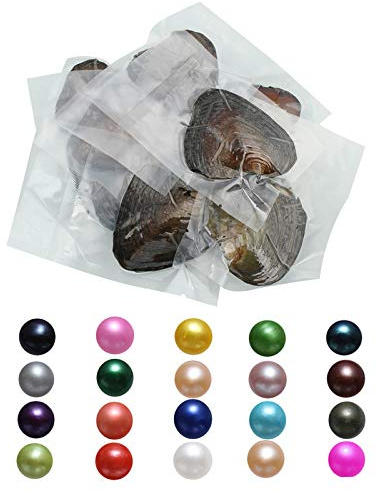 Kwolf Echte SüÃŸwasser-Austern mit Perle im Inneren, Muschelperlen, Geschenk für Frauen, 78 mm, 15 Stück
