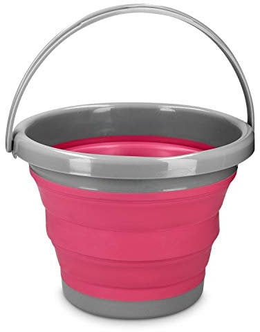 Navaris Secchio Pieghevole 5 Litri in Silicone - Secchiello Richiudibile 5l per Pulizie Bucato Campeggio Pesca - Secchio Portatile Acqua - Rosso