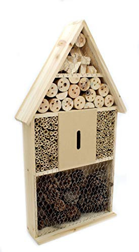 DARO DEKO Insektenhotel aus Holz braun Natur 66cm hoch 4 Ebenen