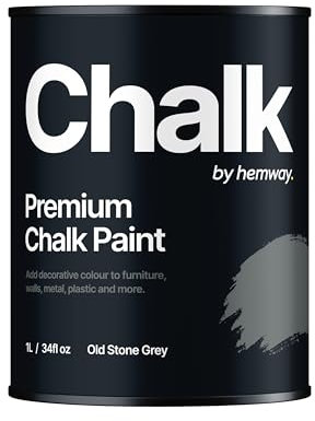 Hemway - Premium Chalk Paint - Old Stone Grey 1 L | Chalky Matt Shabby Chic Finish for Interior Furniture & Walls | Quick Dry & 1 Coat
