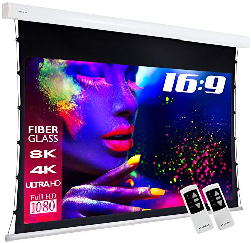 ESMART Expert XTS Tageslicht-Tension-Leinwand Grau 302 cm Bild 266 x 149 cm (120) 16:9 | Fernbedienung | Heimkino elektrische Beamer Projektionsleinwand Motor Tension Leinwand