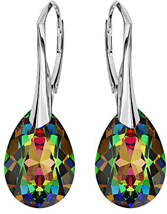 Panda-Jewellery Ohrringe Silber 925 Hängend - Kristall Ohrringe mit Kristallen in Form eines Tropfes (Vitrail Medium)