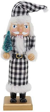 SARO LIFESTYLE Buffalo Plaid Nutcracker, Black & White, 10