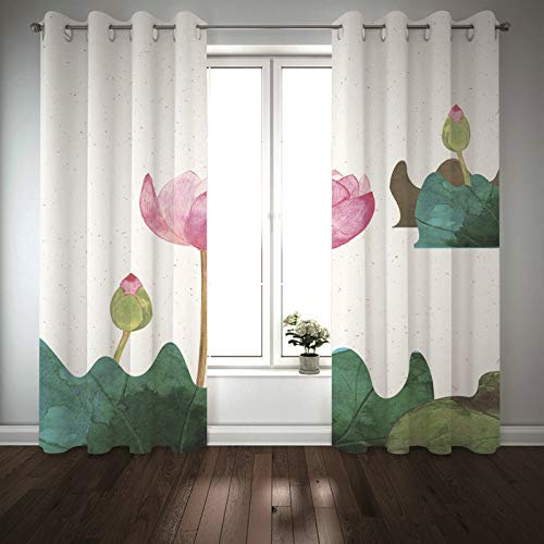 Kihomedy Kinderzimmer Vorhänge Rosa, Blumen Rosa Kinder Vorhang Spielhaus 214X115CM(BxH) 2 Stück