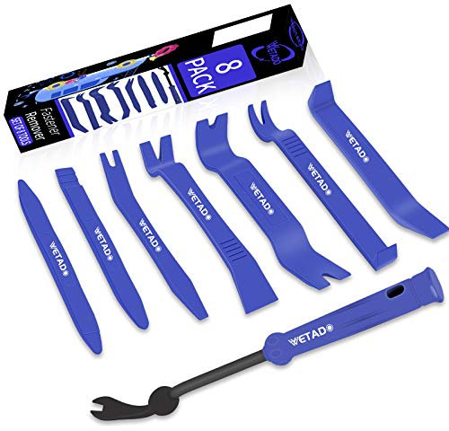 Wetado Trim Removal Tool, Car Upholstery Repair Kit, Car Door Audio Panel Trim Removal Set, Fastener Terminal Remover Tool Adhesive Cable Clips Pry Kit Auto Clip Pliers 8PCS (Dark Blue-8PCS)