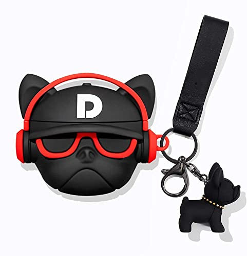 YourLovely Kompatibel mit Airpods Pro Hülle, Silikon 3D Niedliche Tier Bulldogge Spaß Cartoon Charakter Airpod Cover, Kawaii Lustig Mode Cool Design Haut, Stoßfeste Hüllen Red Hiphop Bulldog