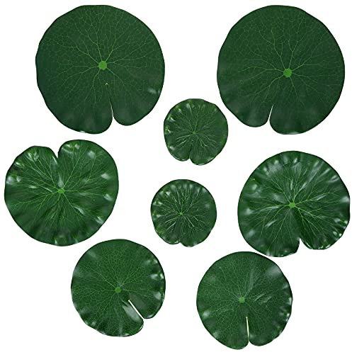 Molain Hojas de Loto Artificiales, 8 Piezas Almohadillas de Lirio Espuma Flotante Hoja de Loto Almohadillas de Lirio de Agua realistas para el hogar Jardín Estanques Piscina Acuario