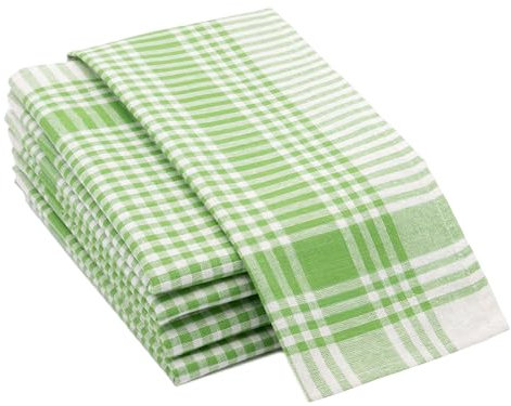 ZOLLNER 5er Set Geschirrtücher - Baumwolle in 50x70 cm - saugstarke und robuste Küchentücher - waschbar bis 60°C – in grün weiß kariert - Gastronomiequalität - Oeko Tex® Zertifiziert