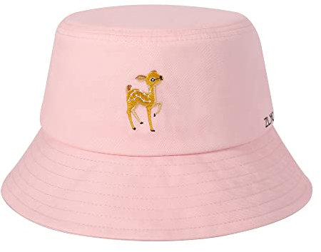 ZLYC Unisex Mode Bestickte Fischerhüte Sommerhut Outdoor-Hut Für Jugendliche(Hirsch Rosa)