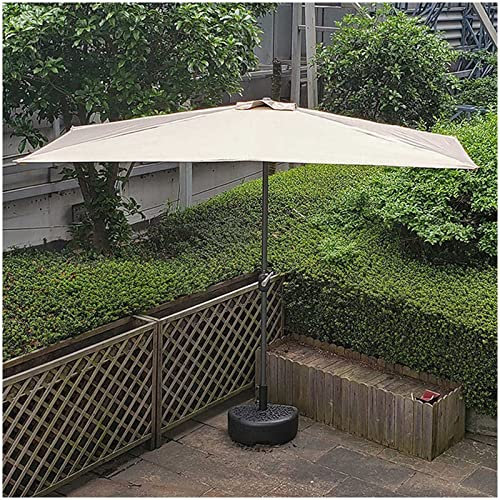 YXW 250 cm Halber Sonnenschirm Marktschirm Gartenschirm Terrassenschirm Wandschirm wasserdicht 5 Rippen mit Kurbel, halbquadratischer Balkonschirm (Color : Grey/White)
