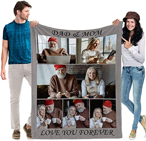 AOKILE Fotodecke mit Eigenem Foto Name,Personalisierte Decke Mit Foto,Super Weich Foto Decke Selbst Gestalten Bedrucken Lassen Kuscheldecke Geschenk für Freunde Familie Geburtstag Weihnachten(6Foto)