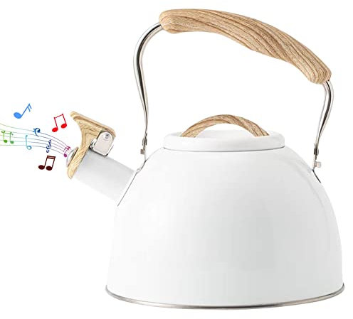 Abbto Hervidor de agua con silbido, Jarra Calentar Agua, Tetera de café con mango ergonómico, Tetera de agua caliente inoxidable para cocina, Olla de agua caliente para cocina de inducción