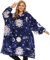 THREE POODLE Felpa Coperta Oversize Donna，Felpa Pile Giganti Coperta con Maniche e Cappuccio, Coperta pile con Maniche, Felpe di Pile Taglia Unica