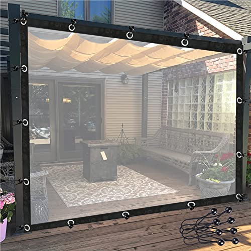 FLSXC Telo Trasparente da Esterno con Occhielli Tenda Impermeabile da Esterno Pannelli Laterali Spessore 0,14 Mm Telone in PVC per Giardino, Garage, Balcone (Color : Clear, Size : 2.5x3m)