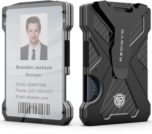Oaridey Slim Wallet Herren mit RFID-Schutz, Kartenetui Herren,Metall Geldbörse mit Geldklammer, Geldbeutel Carbon, Wallets for Men - Schwarz