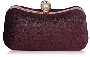 CORIOS Samt-Abendtaschen für Frauen Glitter Handtasche Shining Clutch Bag Glänzend Schultertasche Kette Tasche Portemonnaie Elegante Umhängetasche für Cocktail Party Tanzparty Abendparty Weinrot