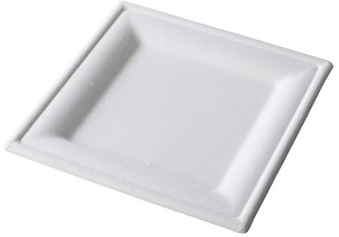SHOBI 100 Piatti Piani Quadrati 26x26 cm Monouso in polpa di Cellulosa Piatto interamente Biodegradabile e Compostabile