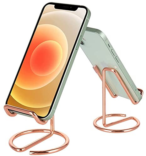 Baoswi 2 Pack Cell Phone Stand for Desk, Cute Metal Cell Phone Stand Holder Desk Accessories, Compatible with All Mobile Phones, iPhone, Switch, iPad (rose gold)