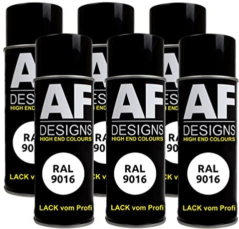 Alex Flittner Designs Lackspray RAL 9016 VERKEHRSWEISS stumpfmatt 6x 400ml Spraydose Buntlack Autolack