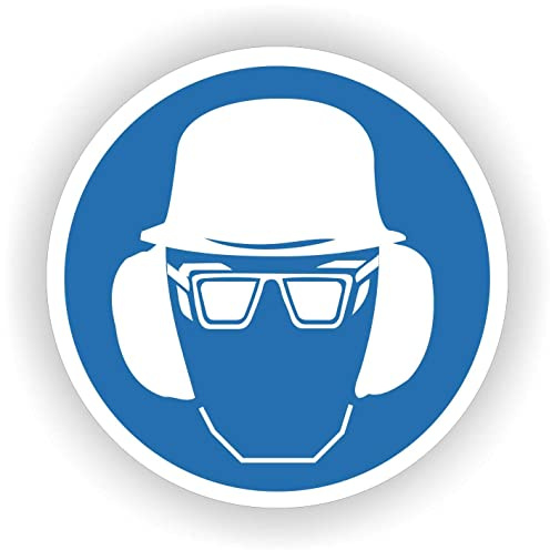 Sicherheit Helm, Brille und Gehörschutz obligatorisch Aufkleber.