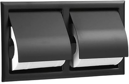 Double Roll Recessed Toilet Paper Holder 304 Stainless Steel Toilet Roll Holder Bathroom Wall Mount Tissue Roll Holder Include Rear Mounting Bracket -black-Double