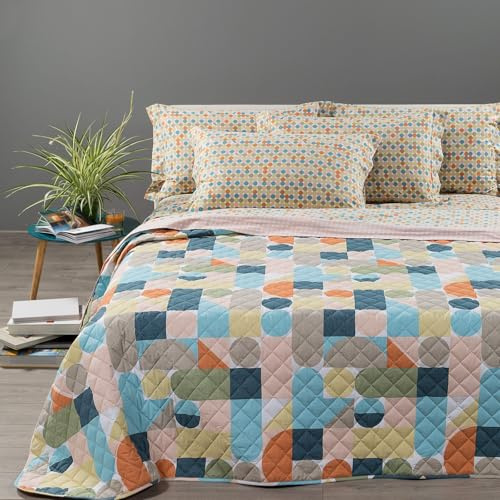 Caleffi -Gesteppte Tagesdecke SONIC Decke für Doppelbett (ZAFFERAN, 1)