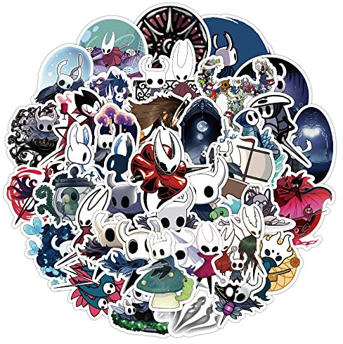 50 Stück Hollow Knight Aufkleber Wasserflaschen Laptop Telefon Gitarre Skateboard Computer Koffer Fahrrad Spiele Vinyl Stickers Wasserdicht Ästhetisch Aufkleber für Jugendliche Kinder Erwachsene