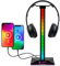 PrisTeam Gaming Gaming Headset Stand - Gaming Headphones Holder RGB PC Desk Gaming Accessories With USB-C, USB-A, 3.5mm AUX Input - Compatible With Xbox, Playstation, Nintendo, Mac And Windows