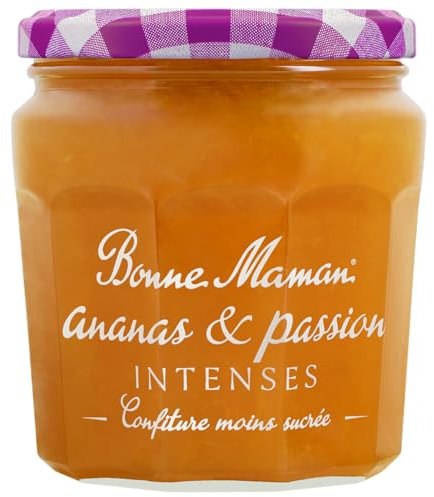 Bonne Maman - Confiture Ananas & Passion Intenses - Riche en Fruits et moins sucrée - 335g
