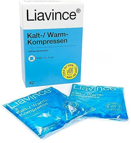 Liavince Kalt-/Warm-Kompressen 12 x 2er-Pack, Mehrfachkompressen mikrowellengeeignet, Coolpack wiederverwendbar, sofort einsetzbar als Kühlpads oder Wärmekissen, 24-teiliges Set à 13 x 14 cm