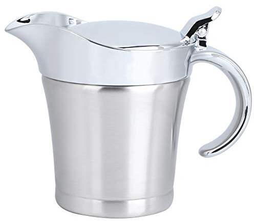 Jerliflyer Gravy Boat Sauce, Stainless Steel Double Wall Insulated Serving Jug with Lid for Gravy, Cream, Sauce 450ml