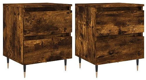 vidaXL Nachttische 2 STK. Räuchereiche 40x35x50 cm Holzwerkstoff
