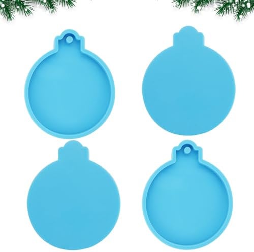 CHEERYMAGIC Christmas Resin Moulds, Silicone Moulds for Resin Christmas Round Shape Ornament Resin Mould for DIY Christmas Tree Decoration A6-YXSZMJ(Single-Hole)