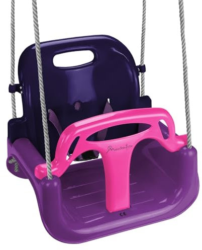 Montafox Balançoire pour Enfants bébés 3 en 1 réglable évolutive Balançoire pour Enfants avec Dossier Ceinture de sécurité, Couleur:Lilas