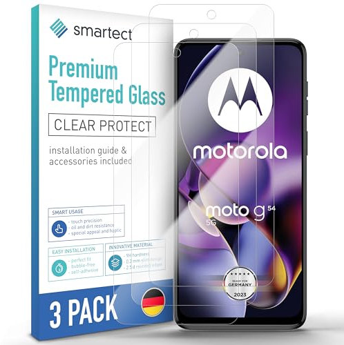 smartect Schutzglas [3 Stück, Klar] kompatibel mit Motorola Moto G54 5G, HD Schutzfolie Anti-Kratzer, Blasenfrei, 9H Härte, 0.3 mm Ultra-klar, Ultrabeständig