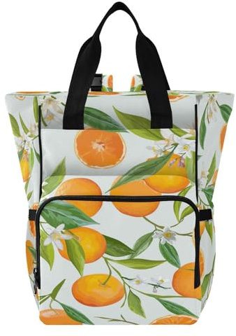 Caihoyu Unisex Wickeltasche Wasserdicht und Stilvoll Daddy Wickeltasche Rucksack zum Einkaufen Wandern Reisen Blumenmuster Orange Früchte, Mehrfarbig, 1 size, modern/enganliegend