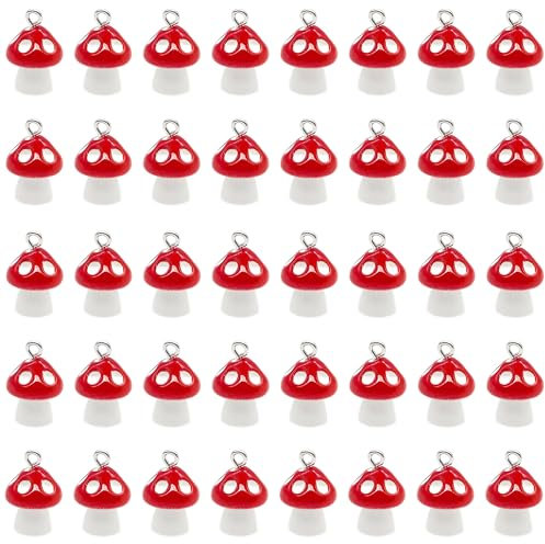 Niuhong 40 Pcs Pilz Charms Anhänger Pilz Harz Charme Pilzanhänger Basteln Kleine Verzierungen Charm Mushroom Ornamente Pilz Schmuck Machen DIY Handwerk Für Armbänder Halsketten Schlüsselbund