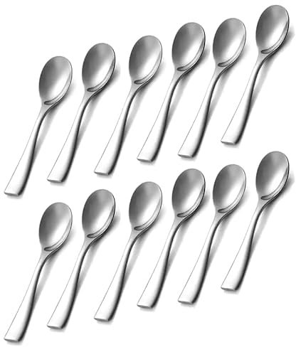 Kaffeelöffel 12 Stück Premium Teelöffel, Espressolöffel, Dessertlöffel, handpoliert, spülmaschinengeeignet, Edelstahl, Länge13,5 cm (5,32 Inch)