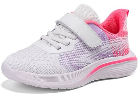 Qciplr Baskets Mixte Enfant Garcon Chaussures garçon Basket Fille Mode Respirant Sport Runing Shoes Respirant Légère Kids Sneakers Violet Rose 32EU