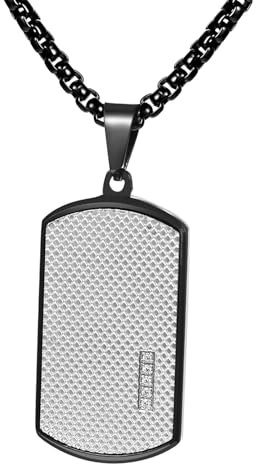 Cupimatch Halskette Herren Militär Erkennungsmarken: Dog Tag Kette Edelstahl Anhänger mit Eingelegtem Zirkon Geschenk für Männer