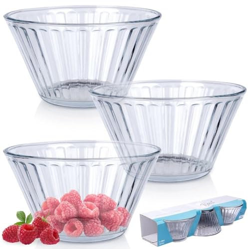 Vilde Glasschälchen Snackschalen Knabberschalen Dessertschalen Schälchen aus Glas 11,5cm, 270 ml 3 Stk.