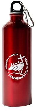 PILGRIM'S BACKPACK Cantimplora del peregrino de aluminio, térmica, capacidad 750 ml, producto oficial Jubileo 2025 (Rojo)